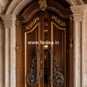 Traditional Carved Wooden Front Door Ideas Main Door Side Wall Design No-3482