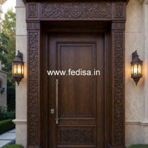 Glass Panel Classic Door Temple Wooden Door Design No-3533