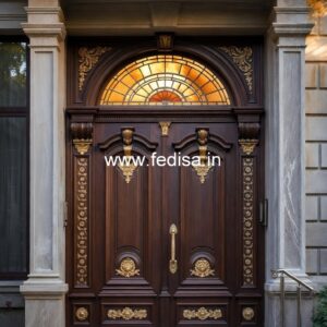 Solid Wood Classic Door Single Glass Door Design No-3585