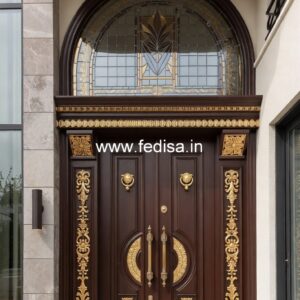 Glass Panel Classic Door Square Pipe Door Design No-3697