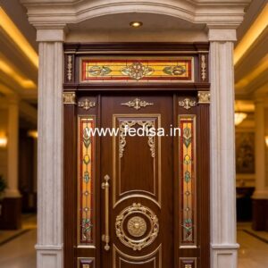 Arch Top Wooden Door 4 Door Window Design No-3777