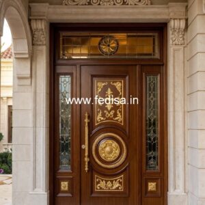 Villa Entrance Door Pooja Doors With Bells No-3806