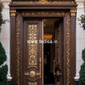 Traditional Carved Wooden Front Door Ideas Brass Design For Doors No-3810