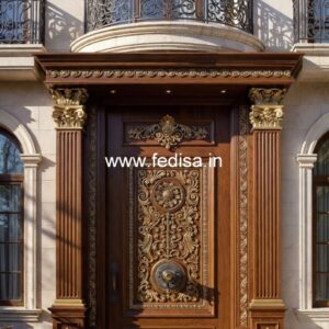 Palace Style Doors Pooja Room With Glass Door No-3849