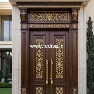 Double Door Classic Style Main Gate Door Design In Wood No-3899