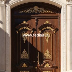 Arch Top Wooden Door Safety Door Ss Grill Design No-3900