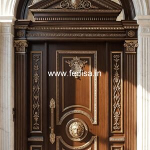 Mahogany Classic Doors Single Iron Gate Designs For Indian Homes No-3956