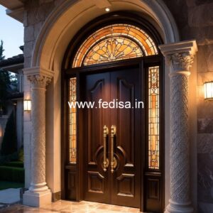 Ornate Door Design Main Door Design With Attached Window No-3964