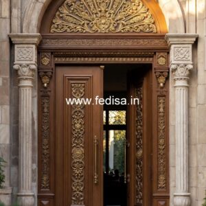 Hardwood Traditional Doors Grill Door Design No-4123