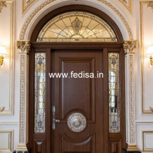 Arch Top Wooden Door Front Door Grill Design No-4351