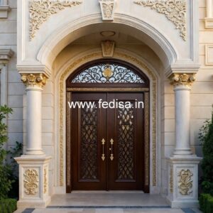 Double Door Classic Style Wooden Door Frame Design No-4391