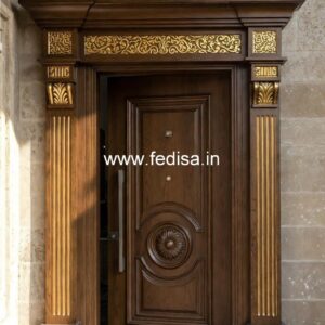 Handcrafted Wooden Door Mandir Glass Door Design For Home No-4409