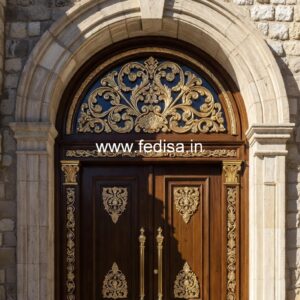 Rustic Classic Door Wooden Glass Door Design No-4414
