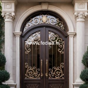 Double Door Classic Style Plywood Door Design With Price No-4473