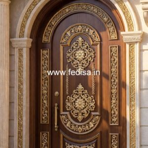 Hardwood Traditional Doors Main Door Attached Glass Design No-4492
