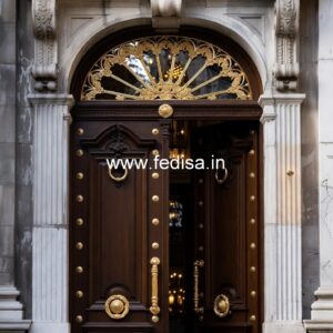 Engraved Wooden Door Front Door Arch Design No-4598