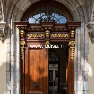 Handcrafted Wooden Door House Main Door Side Glass Design No-4696