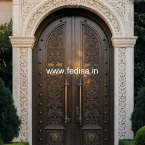 Arch Top Wooden Door Front Door And Window Design No-4843