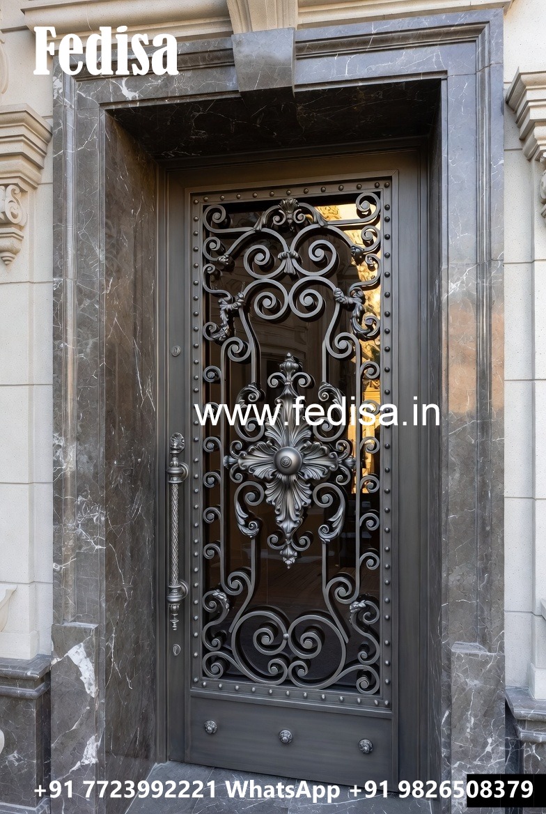 Vintage Wooden Door Grill Safety Door Design No-5176