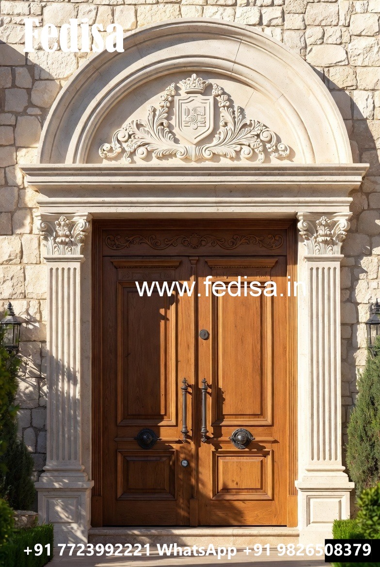 Carved Wooden Doors Flat Entrance Designs Exterior No-5187