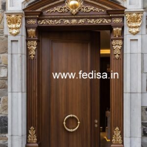 Solid Wood Classic Door Wooden Main Double Door Design No-5389