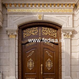 Handcrafted Wooden Door Teak Wood Pooja Door Design No-5434
