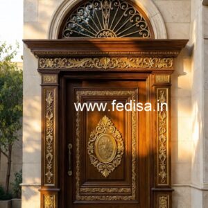 Hardwood Traditional Doors Wardrobe Design With Mirror Inside No-5517