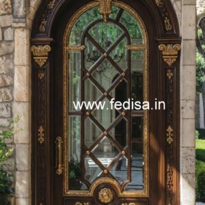 Vintage Wooden Door Brass Door Design No-5504