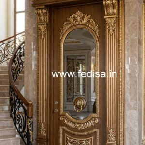 Glass Panel Classic Door Wooden Room Gate Design No-5911