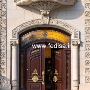 Vintage Wooden Door Main Door Wooden Grill Design No-5955