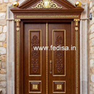 Elegant Double Door Classic Entry Design Round Door Grill Design No-5986