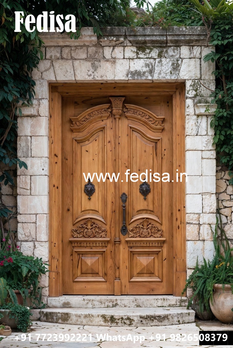 Wooden Carved Door Design Single Door Grill Design No-6000