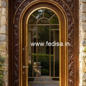 Solid Wood Classic Door Arch Wooden Door Design No-6045