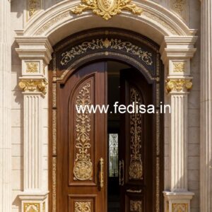 Elegant Double Door Classic Entry Design Toughened Glass Door Design No-6109