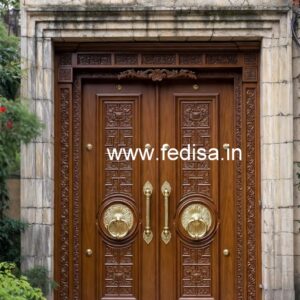 Arch Top Wooden Door Iron Gate Design For Main Door No-6196