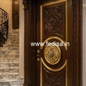 Arch Top Wooden Door Single Door Iron Gate Design No-6237