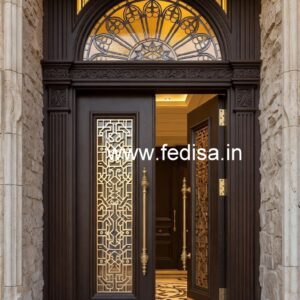 Glass Panel Classic Door Wooden Jali Door Designs For Indian Homes No-6280