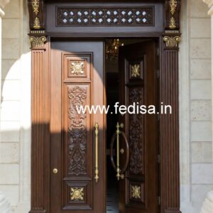 Handcrafted Wooden Door Wooden Glass Door Design No-6459