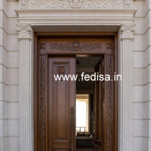 Solid Wood Classic Door Main Door Attached Glass Design No-6537