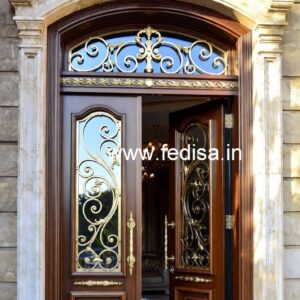 Mahogany Classic Doors House Entrance Canopy Design No-6580