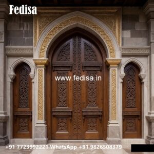 Home Entry Wooden Door Iron Door Frame Design No-6757