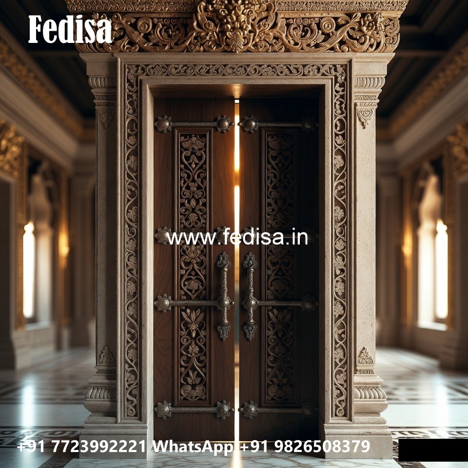 Carved Door Patterns Double Panel Door Design No-7012