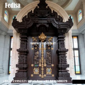 Engraved Wooden Door Aluminum Louver Door No-7017