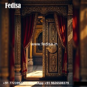Engraved Wooden Door Office Entrance Door Design No-7181
