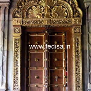 Glass Panel Classic Door Prayer Room Door Design No-7182