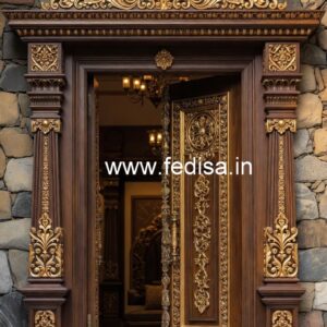 Vintage Wooden Door Temple Main Door Design No-7431