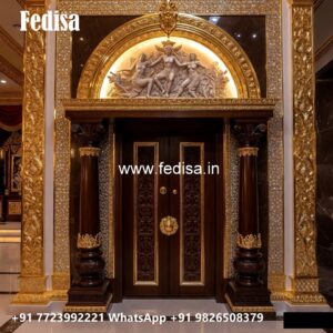 Glass Panel Classic Door Laser Cutting Main Door Design No-7510