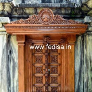 Solid Wood Classic Door Wardrobe Design With Mirror Inside No-7562