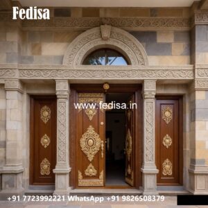 Mahogany Classic Doors Pooja Door Bell Design No-7687