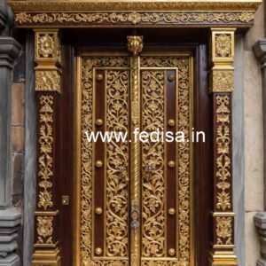 Carved Door Patterns Wooden French Door Design No-7750